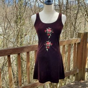 Vintage embroidered velour dress